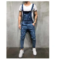 2021mens england style ripped jeans jumpsuits hi street distressed denim bib overalls for mans suspender cargo pants