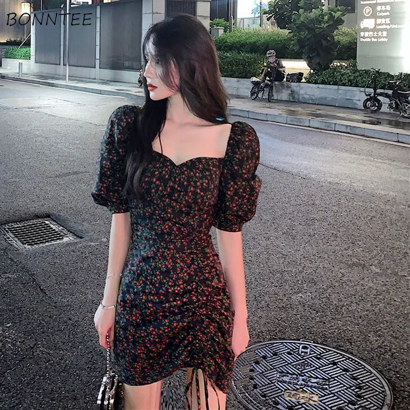 Платье женское с квадратным вырезом и пышными рукавами пикантная Милая уличная