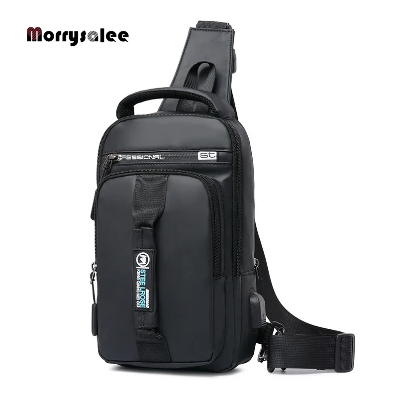 

CrossbodyBags Men USBCharging ChestPack Short Trip Messengers Chest Bag Waterproof LargeCapacity Shoulder Bag Male 2020New