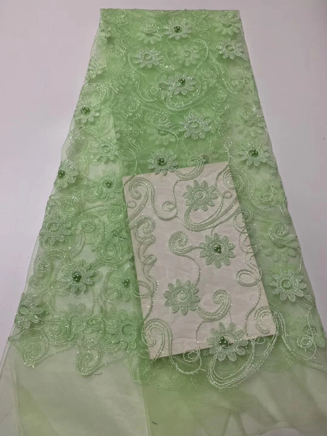 Новейший Голубой тюль кружевная ткань высокого качества модная бисер вышивка