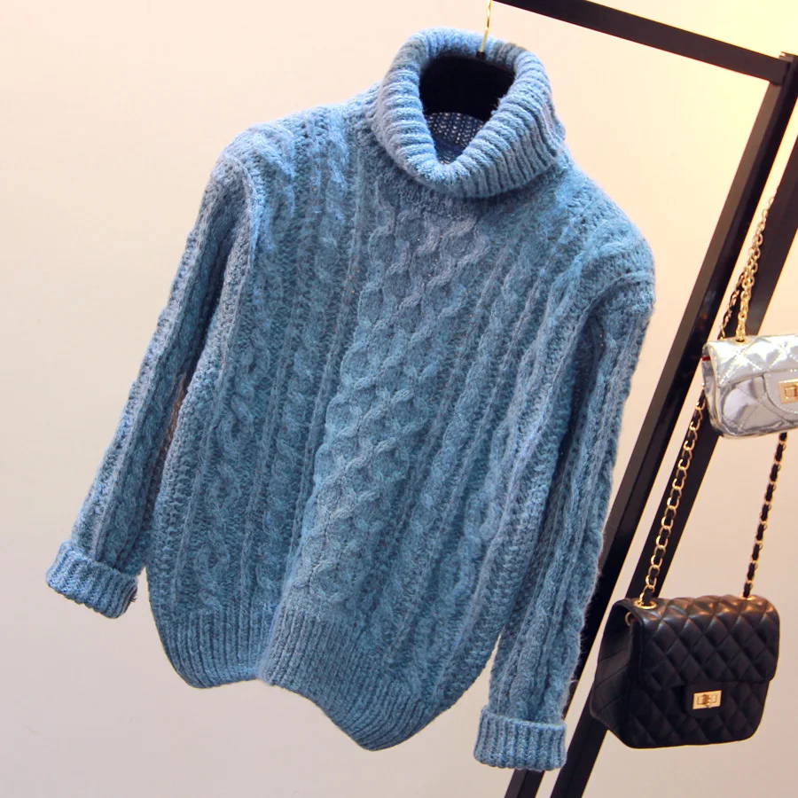 

2021 Autumn And Winter Womens Sweaters Turtleneck Sweater Women Thick Pullover Jumper Knitted Pull High collar pullover sweater