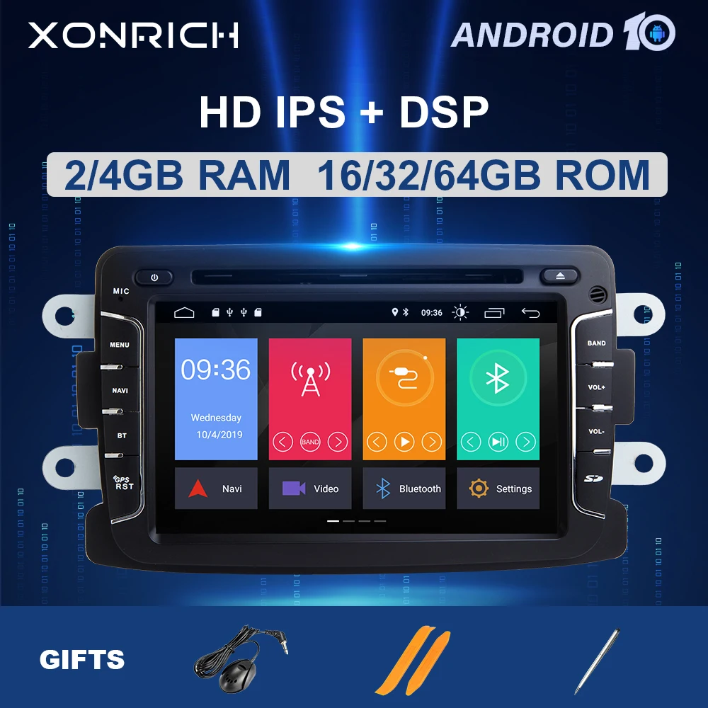4GB 64GB 1 Din Android 10 Car Radio For Dacia/Sandero/Duster/Renault/Captur/Lada/Xray 2/Logan 2 Auto Multimedia Player IPS DSP | Автомобили