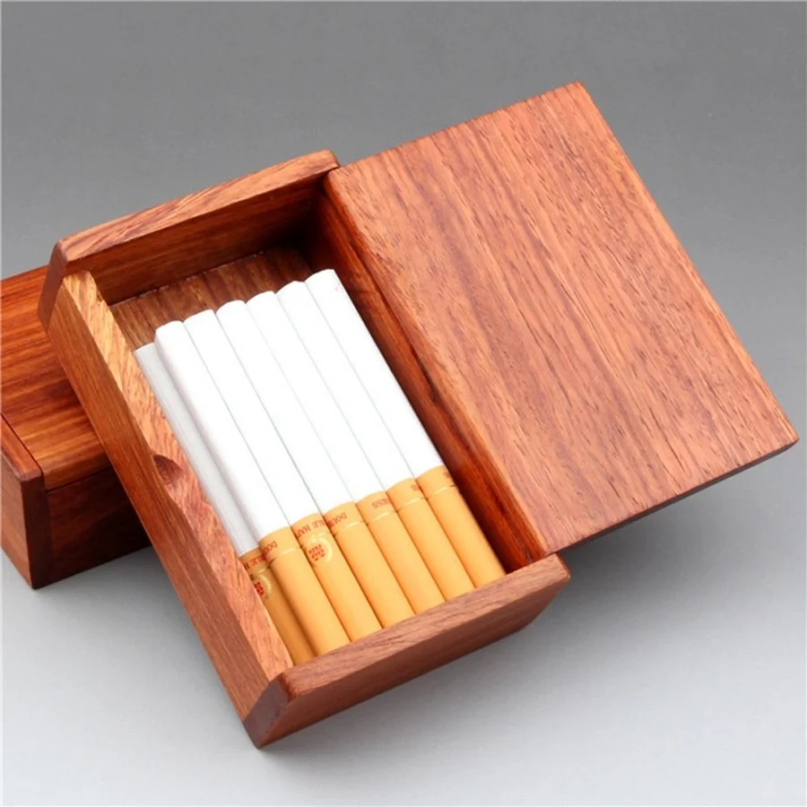 

Mahogany Business Card Case Cigarette Case Room Office Desk Solid Wood Storage Tobacco Box Flip Lighter Smoking Accessories