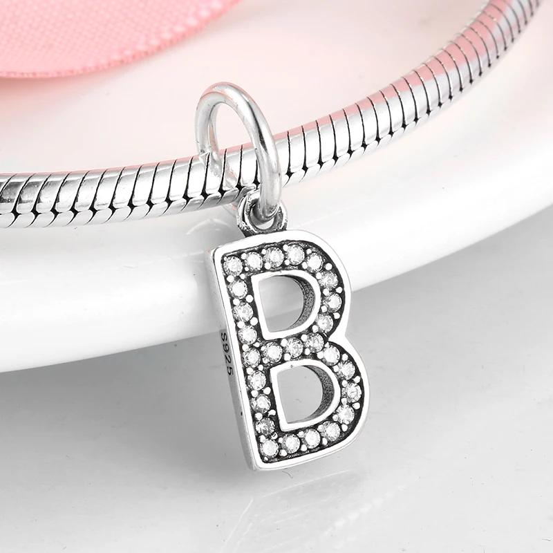 Подвеска из серебра 2019 пробы с бусинами в форме буквы B для женского браслета |