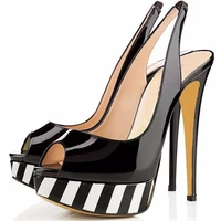 women stiletto thin high heel sling back pumps peep toe platform sexy evening party dress fashion ball summer shoes 7 i pu 1