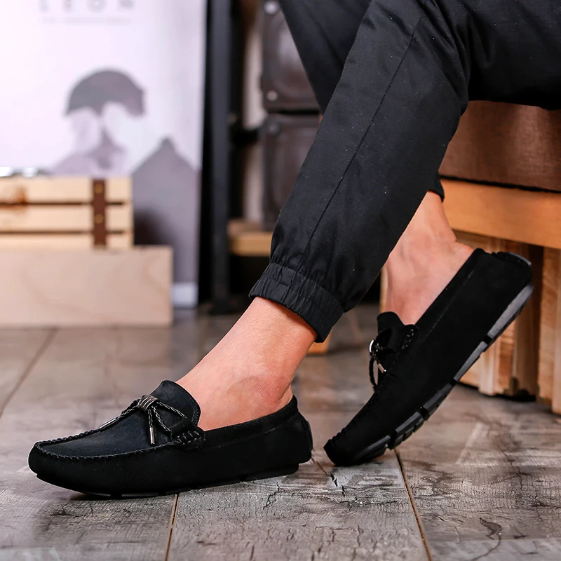 

Men's Casual Shoes cow suede Leather Flats Driving Loafers slip on Footwear Soft Moccasins For Men shoes Zapatos Hombre
