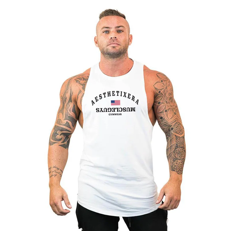 

Brand Casual Cotton Clothing Gym Tank Tops Men Sleeveless Fashion Bodybuilding Undershirt Fitness Stringer Muscle Workout Vest