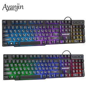 russian keyboard wired gaming keyboard 104 keys backlit led keyboards usb waterproof mechanical feel gamer keyboard for laptop free global shipping