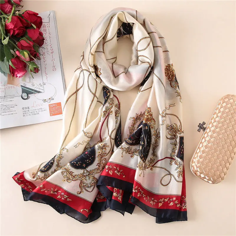 FS100 beige Мода, роскошный брендовый женский шарф, летний солнцезащитный пляжный палантины, женские шали и палантины, женский шелковый шарф из пашмины хиджаба - Цвет: FS100 beige