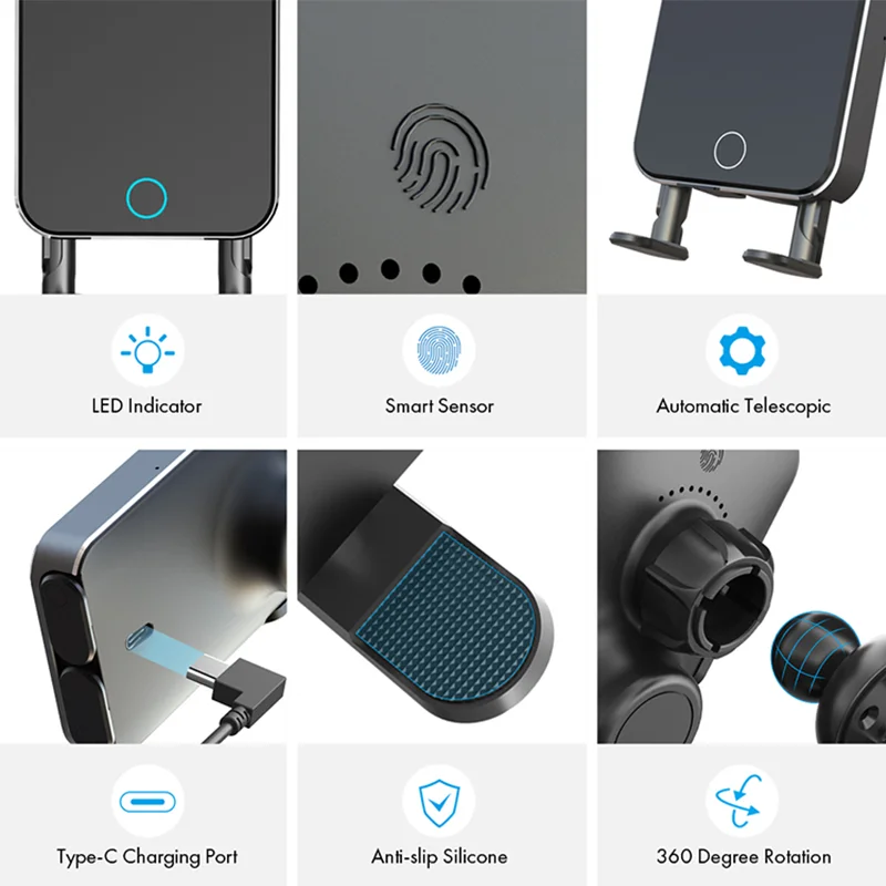 

Auto Induction Wireless Charger Stand foriPhone X 11Pro Fast 15W Charging Car Air Vent Dashboard Phone Holder forHuaweiForXiaomi