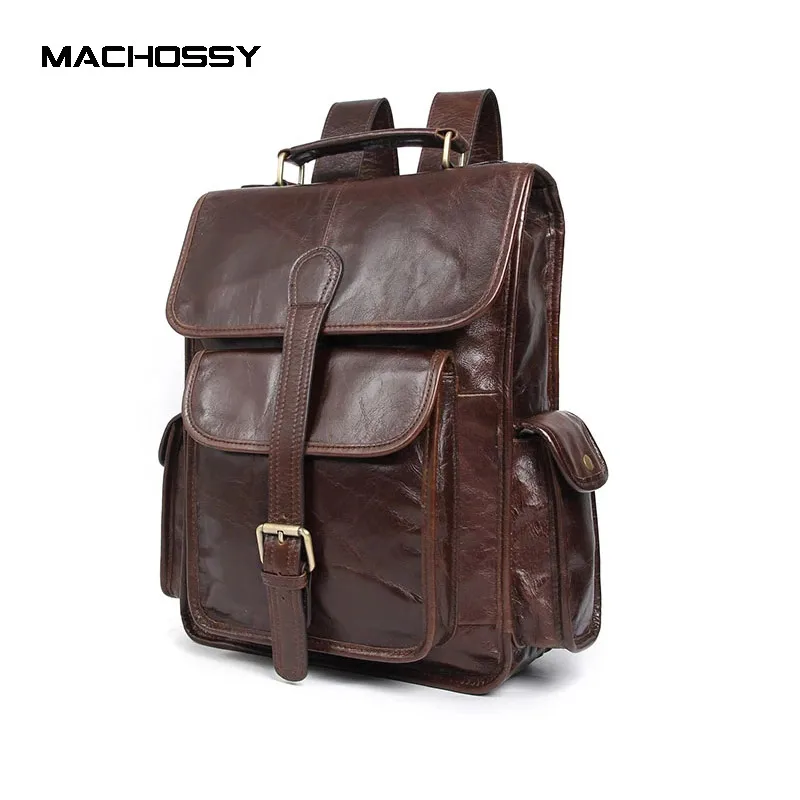 

Качественный рюкзак из натуральной кожи, мужская сумка для компьютера, водонепроницаемые дорожные школьные сумки, винтажный рюкзак из мягк...