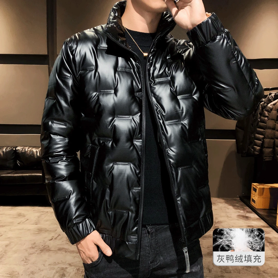 

2021men's New Glossy down Jacket Winter Trendy Short Warm Cotton-Padded Jacket