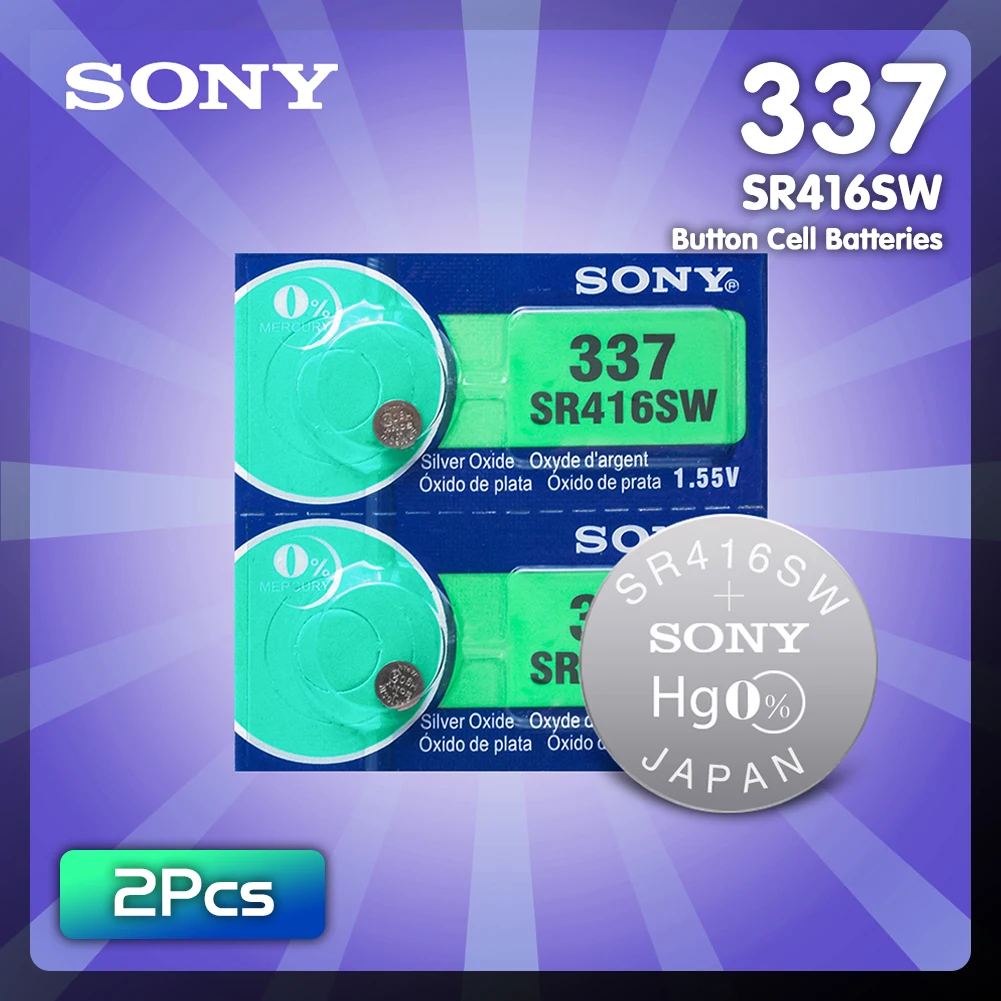 

Батарейка для часов Sony 1,55 SR416SW, 2 шт./лот, оригинальная, 337 в, 337 SR416SW, из оксида серебра, батарейка для часов, электрических игрушек