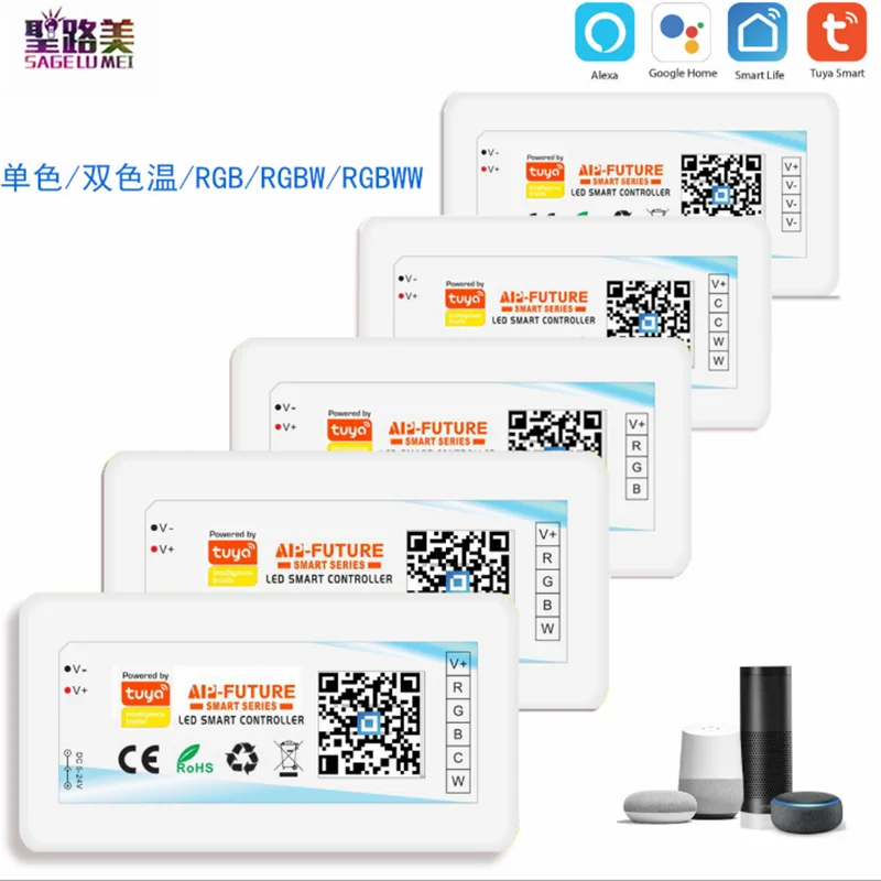 

DC5-24V 12V Tuya Wireless LED Wifi Controller IOs Android APP Alexa Google Voice Control for DIM CCT RGB RGBW RGBCCT Strip tape