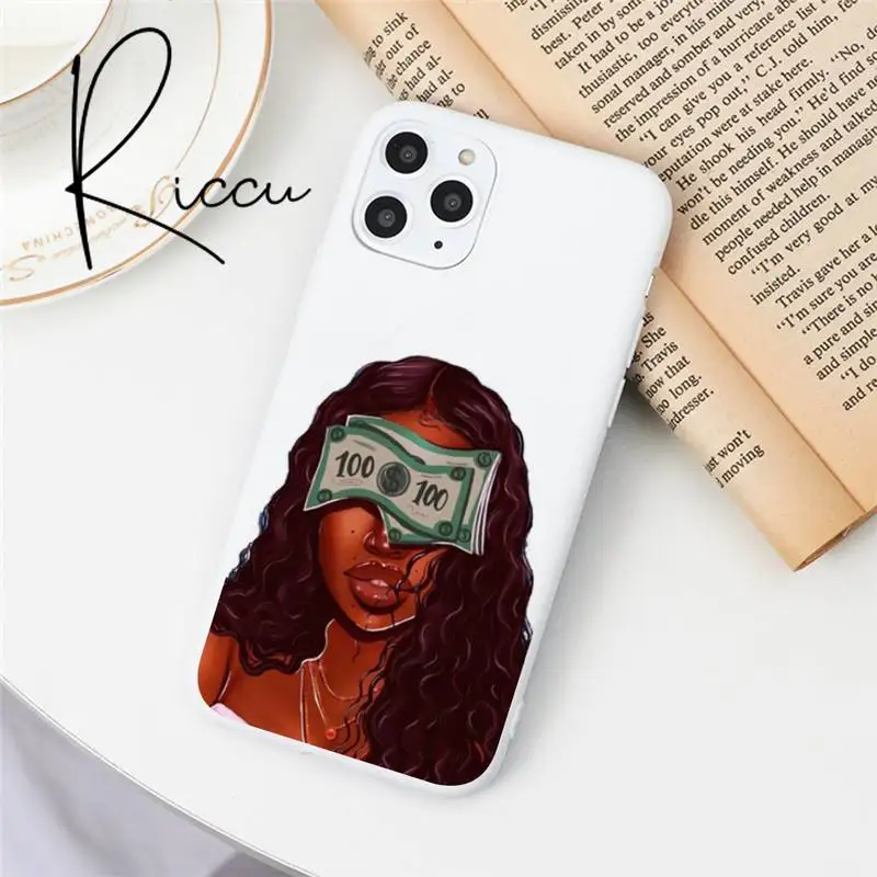 

MAKE MONEY Not Friends Kash Afro Black Girl Fundas phone case for iPhone X XR 11 12 Pro Max 8 7 Plus Matte Candy color Silicone