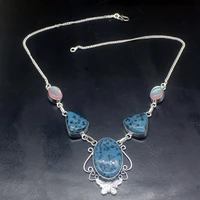 gemstonefactory jewelry big promotion unique 925 silver dalmatian jasper colorful topaz women chain necklace 46cm 202101516