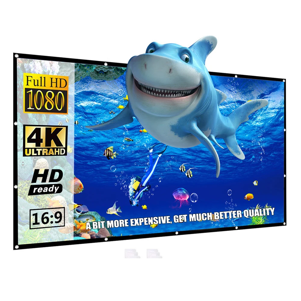 Projector Screen 30/60/84/92/100/120/130 Inch Collapsible Reflective Fabric Cloth Antilight Screen Cloth For Home Theater