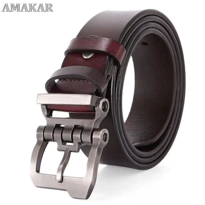 

Western Cowboy Men Genuine Leather Pin Buckle Belt Luxury Designer High Quality Business New Fashion Vintage Waist Belt