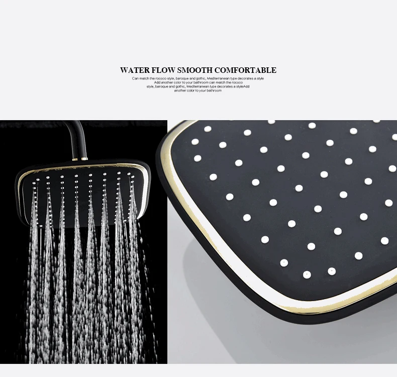 Роскошный черный и золотой душевой набор для ванной комнаты античный смеситель