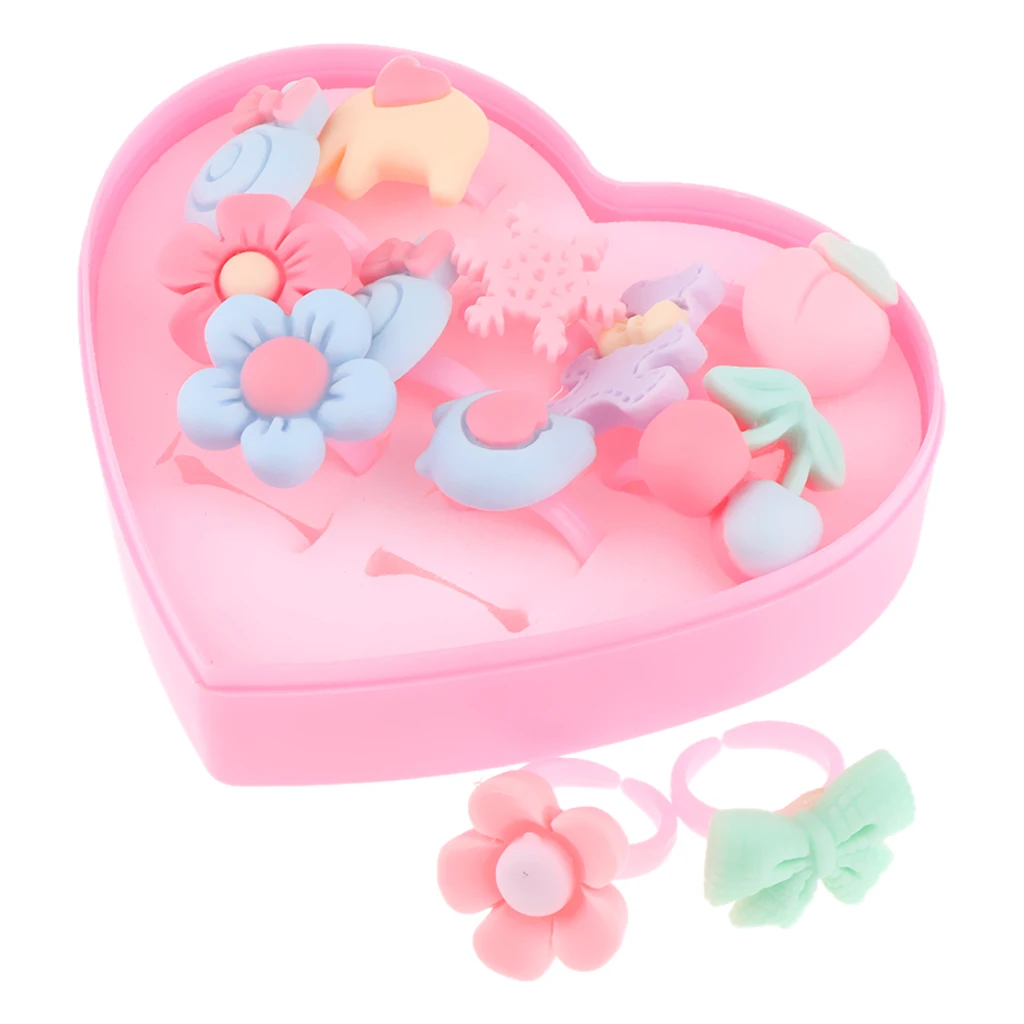 Кольца из смолы ручной работы 12 штук милые красочные кольца в коробке ролевые