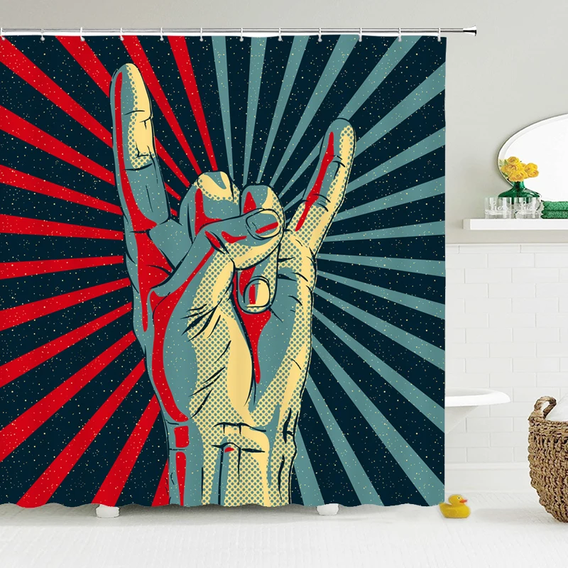 Водонепроницаемая душевая занавеска музыкальная рок для экрана ванной комнаты