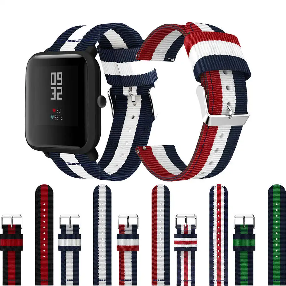 Ремешок нейлоновый для Samsung Galaxy Watch 42 мм/3 41 мм браслет смарт часов Amazfit BIP U pro GTS GTR