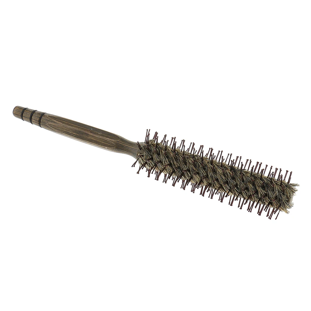

Curly Hair Comb Rolling Round Brush Wooden Handle Anti-static Hair Styling