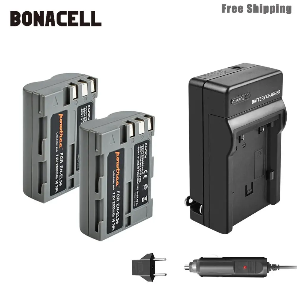Bonacell 2600 мА/ч, EN-EL3e RU EL3e EL3a ENEL3e Батарея+ Батарея Зарядное устройство для Nikon D300S D300 D100 D200 D700 D70S D80 D90 D50 L50
