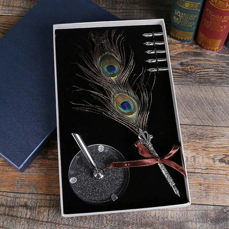 Винтаж Dip перо ручки Европейский Стиль цифровым пером модное Новогоднее пуховое