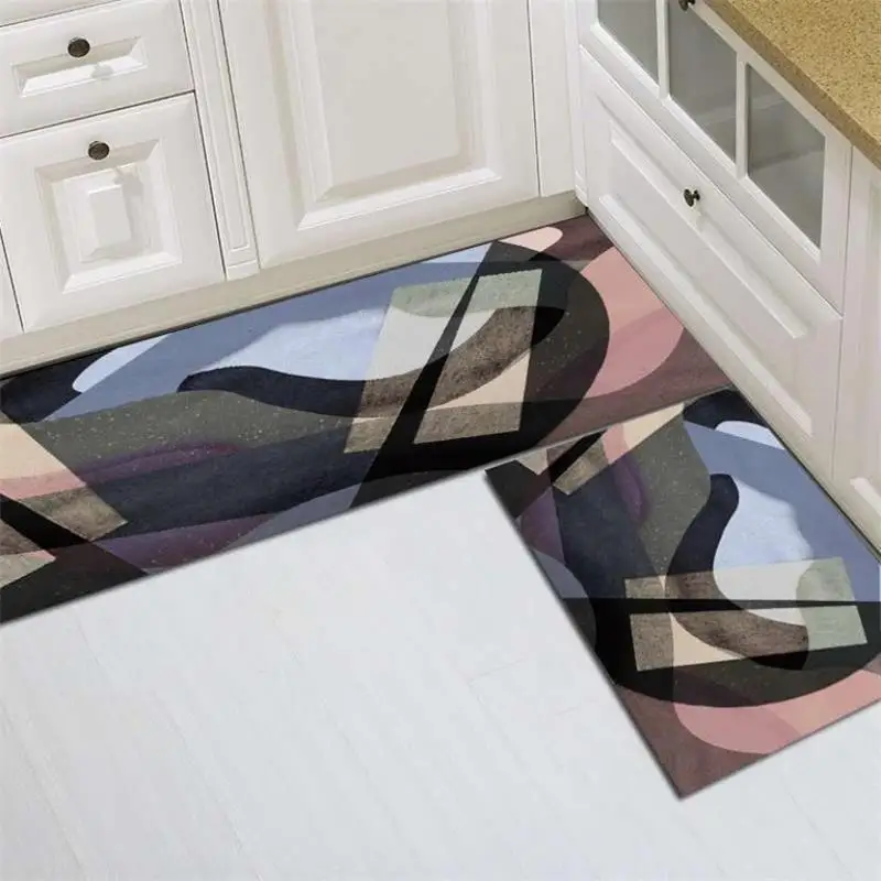 

Nordic Geometric Creative Kitchen Mat Anti-Slip Bathroom Carpet Long Living Room Bedroom Absorption Doormat Washable Floor Mats