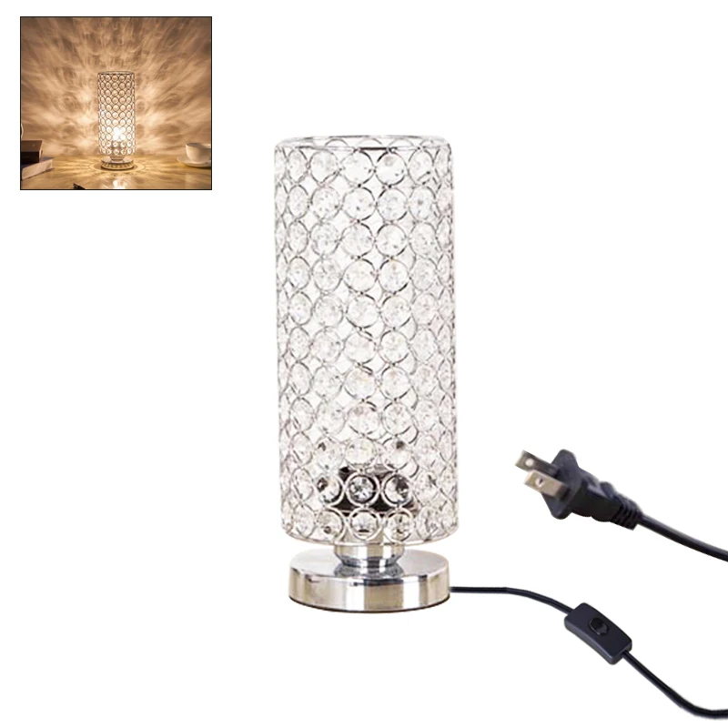 Bedroom Night Light Beauty Eyeshield Desk Table Lamparas Bedside Living Crystal 110V 220V Fixture US/EU/UK Home Decoration Gift