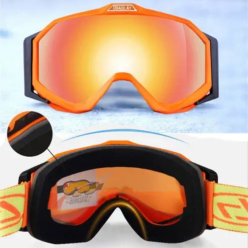 Новые мужские и женские лыжные очки двойные Анти туман какао близорукость зимние