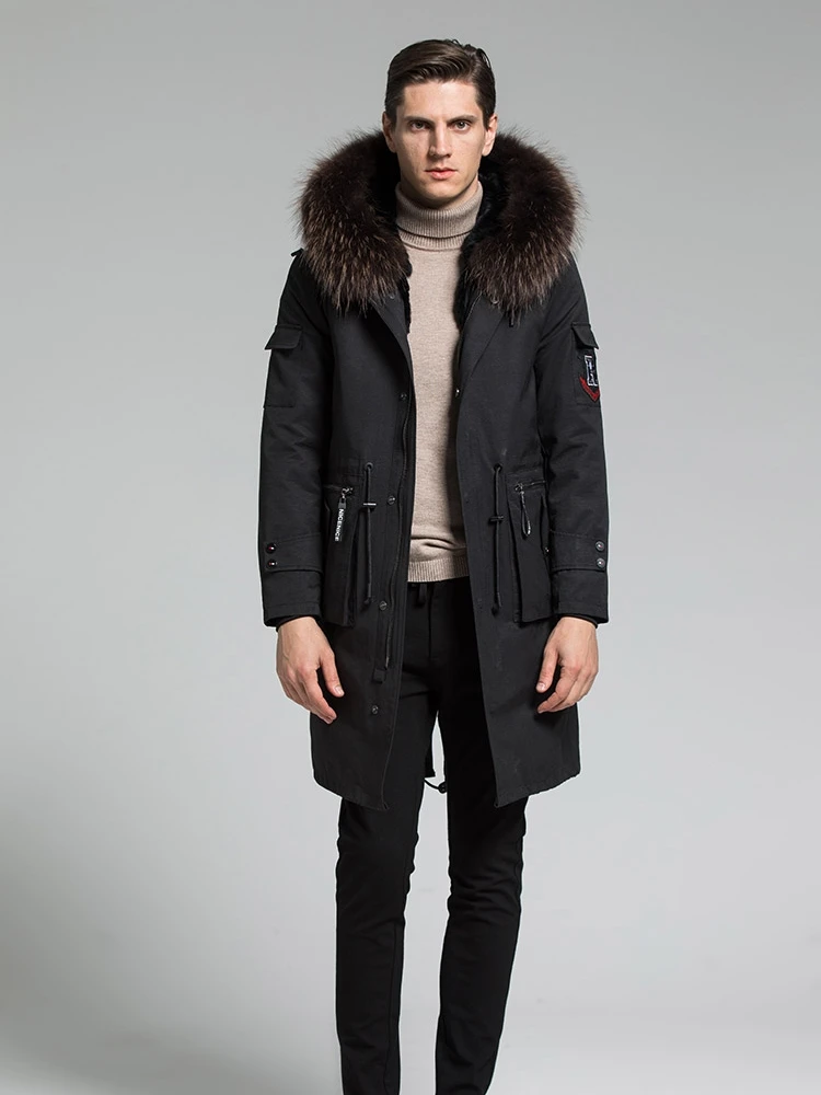 

Real Fur Parka Coat Long Winter Jacket Natural Rabbit Fur Liner Warm Parkas Raccoon Fur Collar Hooded Coat Z8825 KJ2598