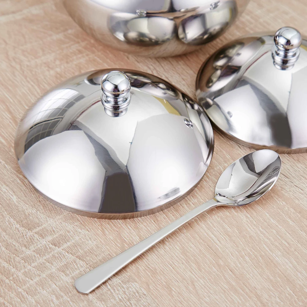 

Seasoning Tank, 304 Stainless Steel Round Spice with Spoon, Reusable Convenient and High-quality