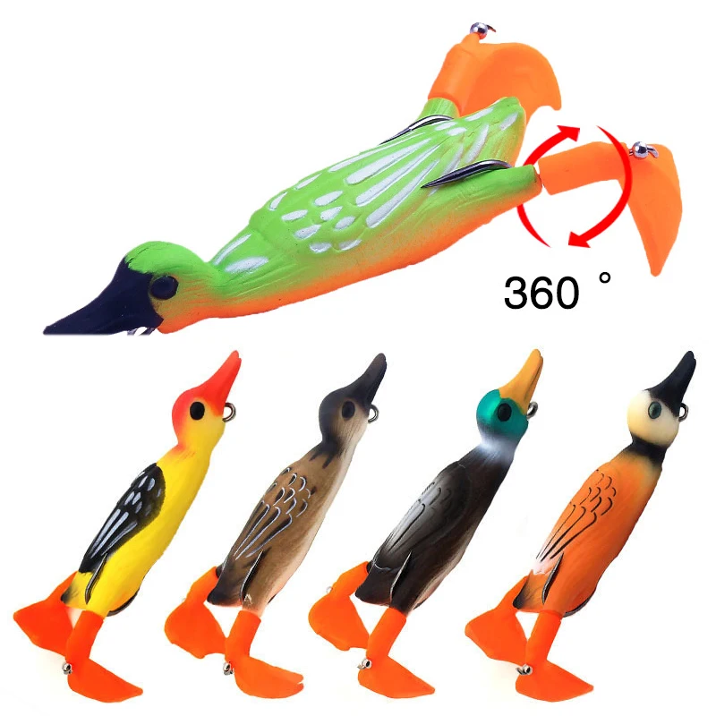 

Fishing Lure Cute Duck Soft Lure Top Water 3D Simulation Swivel Fishing Float Bait Attract Bass Fish Carp Swimbait Lure
