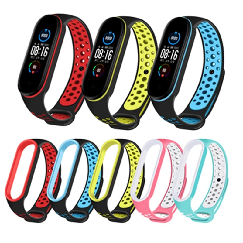 Ремешок силиконовый для Xiaomi Mi Band 6 5 4 3 сменный Воздухопроницаемый браслет