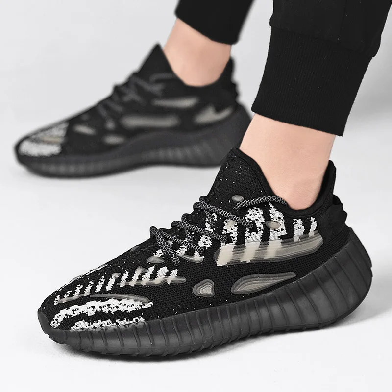 SMS New Men Shoes Sneakers Breathable Lightweight Running Shoes Luminous Popcorn Bottom Lace Up Mesh Comfortable Casual Shoes