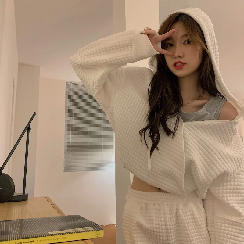 Spring Autumn Sweatshirt Two-Piece Set Women'S Casual Stitching Hoodie And Loose Comfortable Pocket Sports Pants Setup Home Suit |
