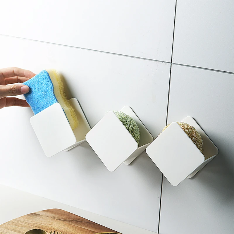 

Creative Scouring Pad Punch-Free Kitchen Sink Sponge Rack Pad Storage Rack Wall-Mounted Dishwashing Cloth Drainable Rack
