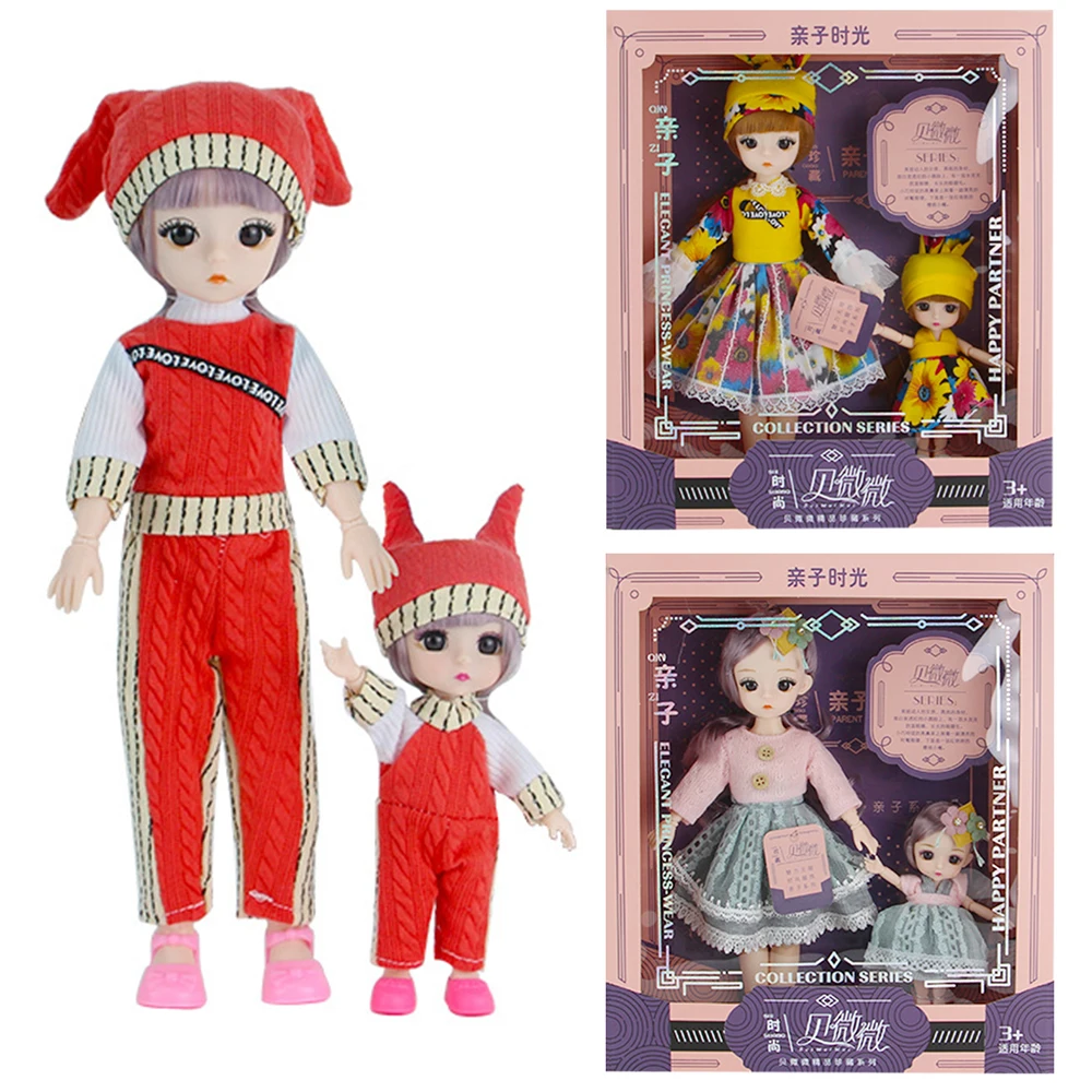 1/6 BJD куклы + 1/12 кукла полный набор с одеждой 3D улыбающимся принцесса для маленьких