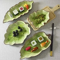 12 5 inch creative ceramic leaf fruit suhi salad plate green long square dish lotus dinning room large practical plate