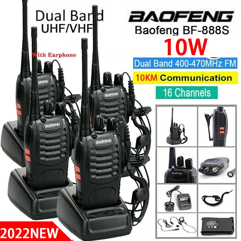 2022 Original  New 2PC or 4PCS Baofeng BF-888S Walkie Talkie UHF 5/10W 400-470MHz BF888s BF 888S Cheap Two Way Radio Transceiver