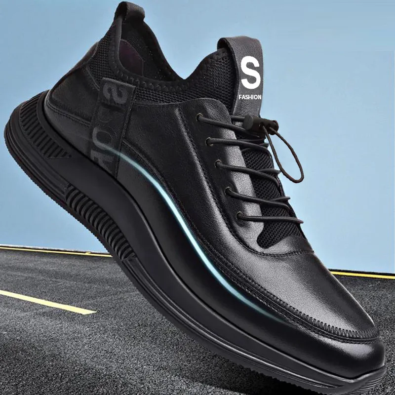 

Leather Men Shoes Sneakers Trend Casual Shoe Italian Breathable Leisure Male Sneakers Non-slip Footwear Men Vulcanized Shoes
