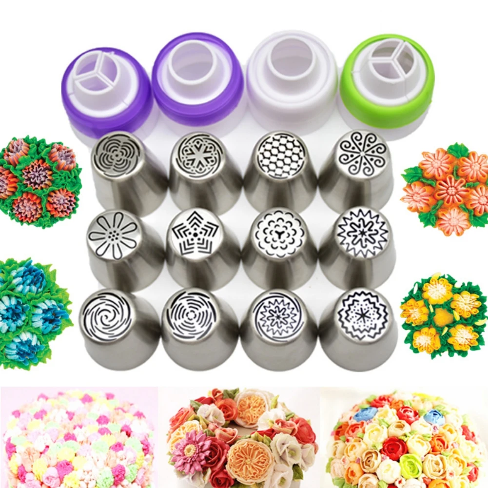 

12Pcs/Set Russian Tulip Icing Piping Nozzles Stainless Steel Flower Cream Pastry Tips Nozzles Cake Decorating Kitchen Accessori