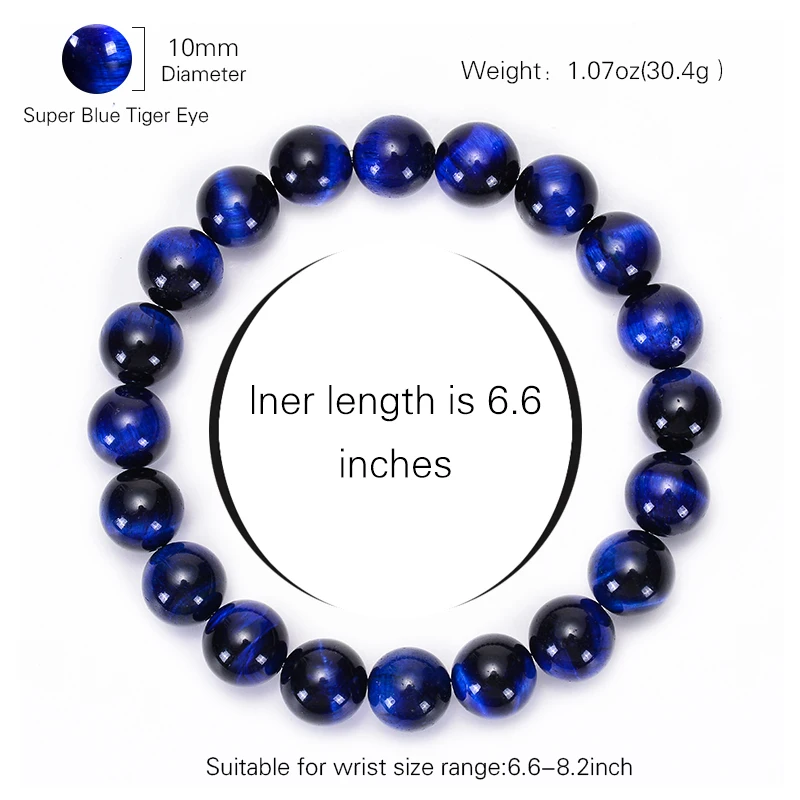 Классический синий Браслет тигровый глаз 6-12 мм для мужчин и женщин браслеты из