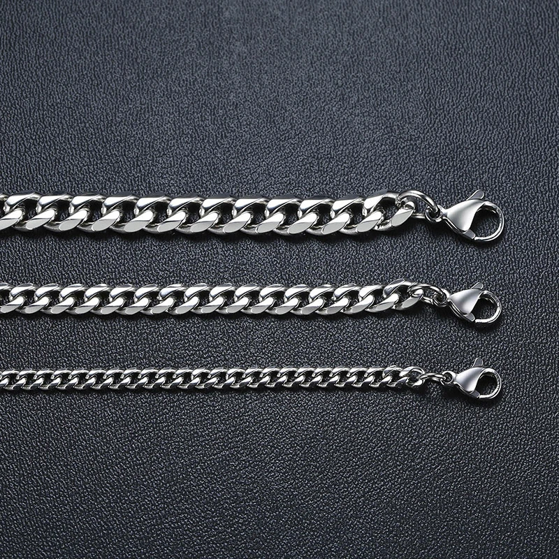 

LINK 3 TO 7 MM STAINLESS STEEL NECKLACE FOR MEN CHOKER JEWELRY