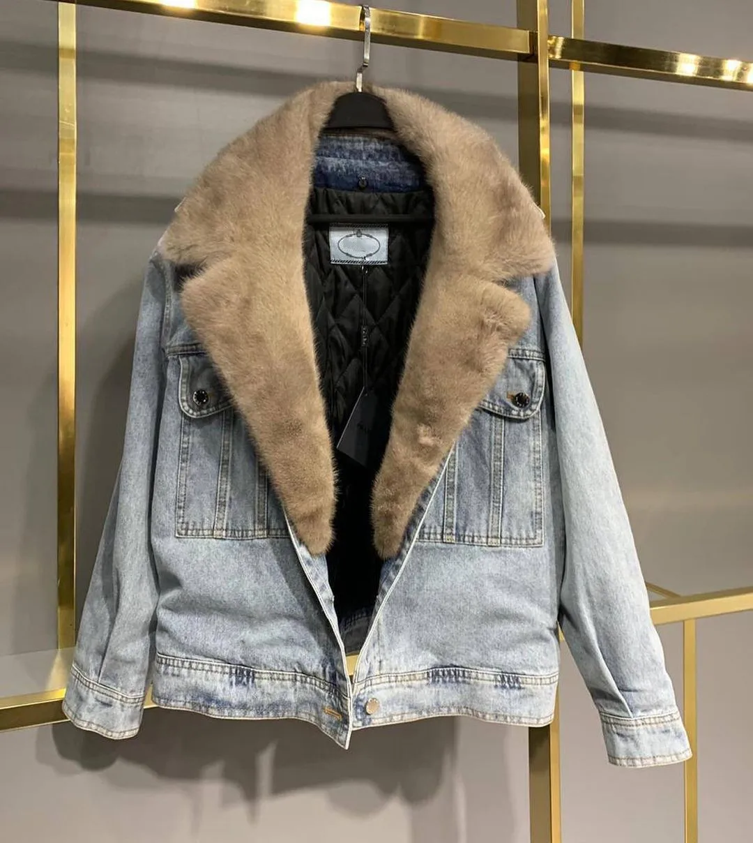 

Новая джинсовая куртка FURSARCA 2021, пальто с воротником из натурального меха норки, Женская осенне-зимняя одежда, модная Молодежная Толстая теп...