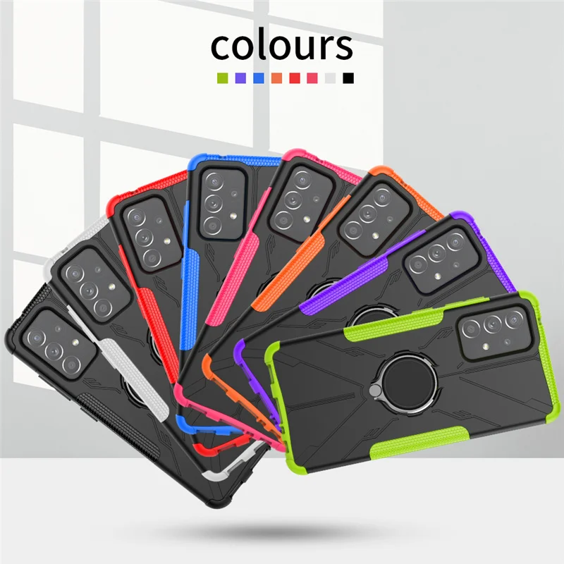 For Samsung Galaxy A72 Case For Samsung A72 Capas PC Bumper Armor Stand Ring Magnetic Holder For Cover Samsung A52 A72 Fundas