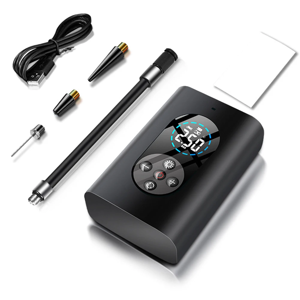 Barato Compresor De Aire Portátil Para Coche, Inflador De Neumáticos Inalámbrico, Bomba De Aire Automática De 150PSI Para Bolas De Motocicleta, Bomba De Neumáticos Con Luz LED