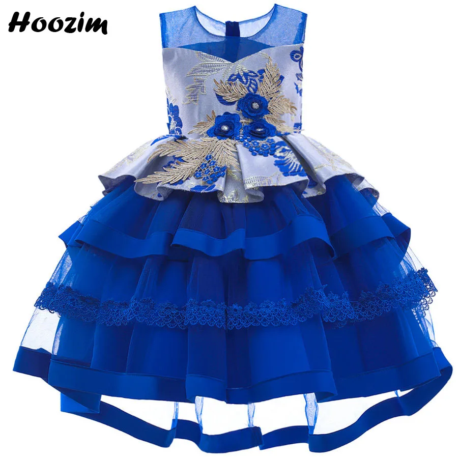 

Luxury Embroidery Floral Prom And Wedding Party Dress Girls 4 To 10 Years Formal Rhinestone Pageant And Evening Dresses Children